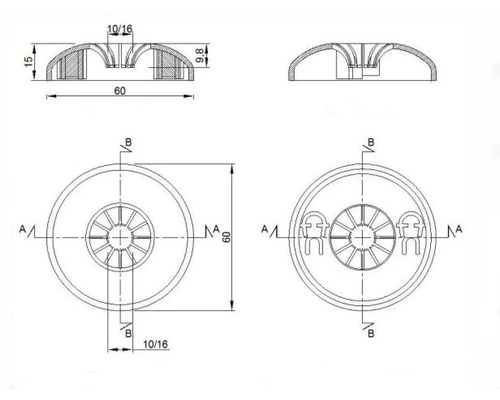 Technický nákres kulaté součásti s rozměry
