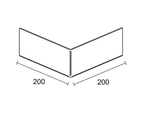 Nákres rohového spoje o rozměrech 200 x 200