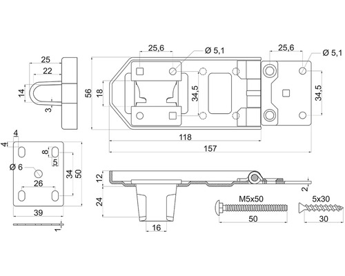 Technický nákres závory s rozměry.