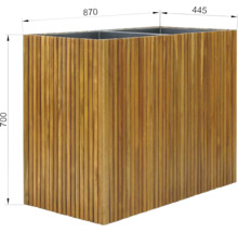 Dřevěný truhlík s rozměry 870 x 445 x 700 mm