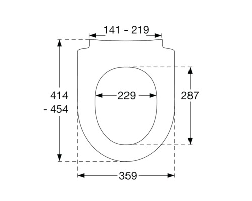 Technický výkres záchodového sedátka s rozměry