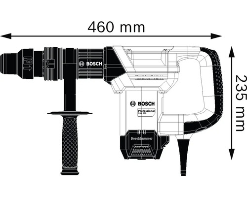 Obrázek bouracího kladiva Bosch GSH 500 s rozměry 460 mm šířka a 235 mm výška
