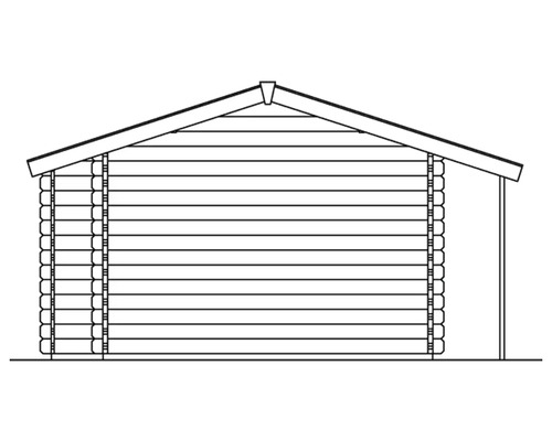 Ilustrace zahradního domku srubové konstrukce.