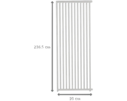 Ilustrace děliče místnosti o rozměrech 236,5 cm výška a 93 cm šířka.