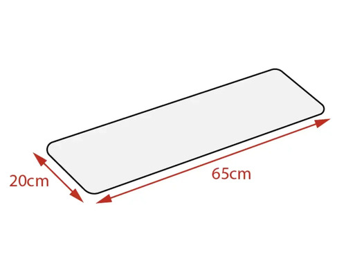 Obdélníková deska, 65 cm dlouhá a 20 cm široká