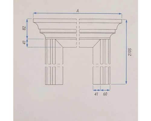 Technický nákres krbu s rozměry