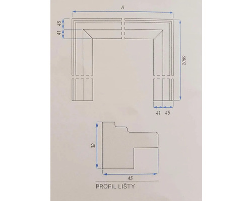 Technický výkres profilové lišty s rozměry