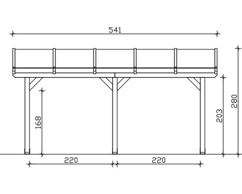 Technický nákres dřevěné terasy s rozměry