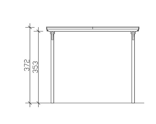 Technický nákres přístřešku pro auto s rozměry