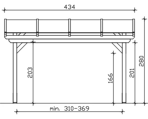 Technický výkres dřevěné terasy s rozměry