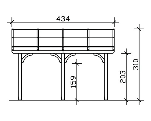 Technický výkres dřevěné terasy s rozměry