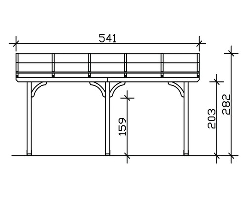 Technický výkres zastřešení terasy s rozměry