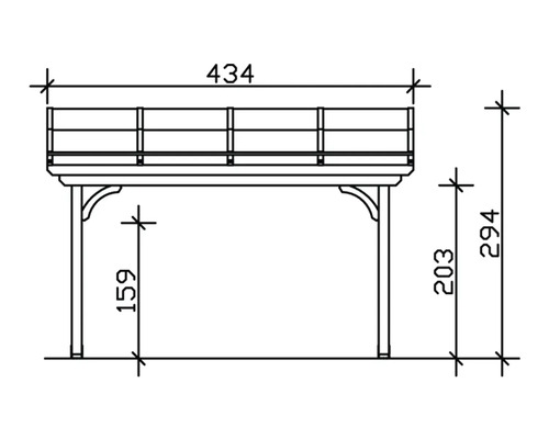 Technický nákres altánu s rozměry