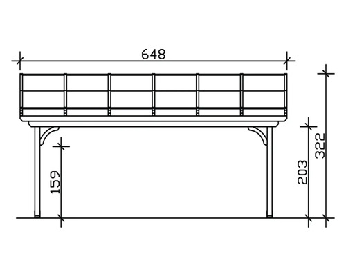Technický nákres balkonového zábradlí s rozměry