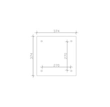 Čtvercová deska o rozměrech 374 x 374 mm a vrtání ve vzdálenosti 270 mm.