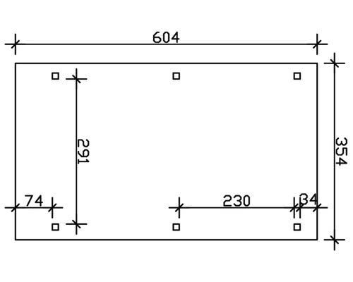 Technický výkres s rozměry: 604, 354, 291, 230 a 74.