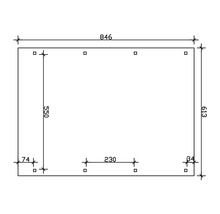 Technický výkres s rozměry pro obdélníkový díl: šířka 846 mm a výška 613 mm.