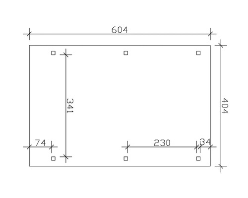 Technický výkres s rozměry: 604, 404, 341, 230, 74, 34