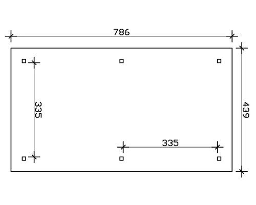 Technický výkres s rozměry: 786 a 439, a 335.