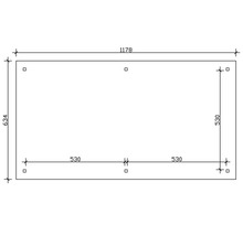 Technický výkres s rozměry 1178 x 634 mm a 530 mm