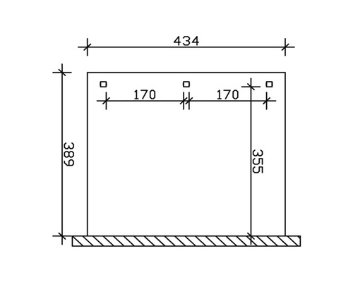 Technický výkres s rozměry rámu