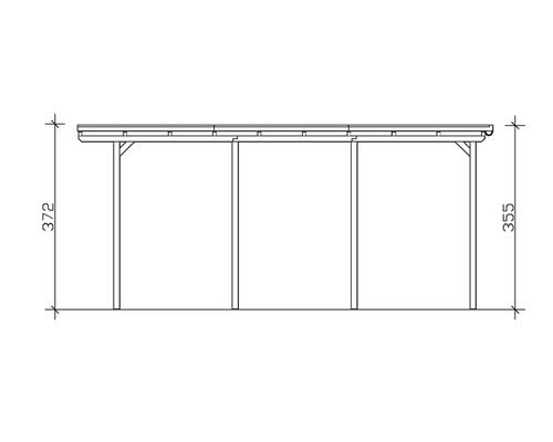 Technický výkres přístřešku pro auto s rozměry