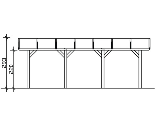 Technický výkres dřevěné terasy s rozměry 220 a 293