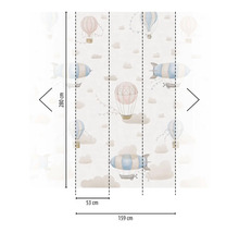 Tapeta s horkovzdušnými balóny a vzducholoděmi, rozměry 280 cm vysoká a 159 cm široká