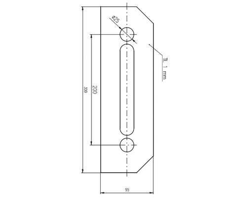 Technický výkres držáku s rozměry.