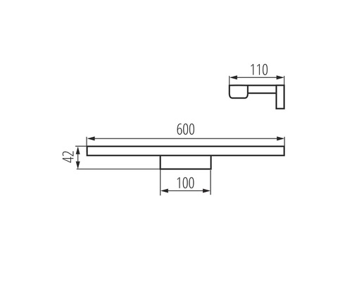 Technický nákres držáku na ručníky s rozměry