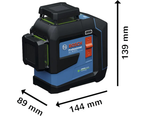 Čárový laser Bosch GLL 80-33 G Professional s rozměry