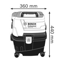 Vysavač Bosch GAS 15 PS s rozměry 360 mm šířka a 440 mm výška