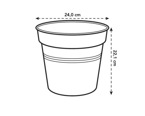 Ilustrace květináče o průměru 24,0 cm a výšce 22,1 cm.