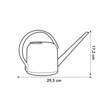 Technický nákres konve s rozměry 29,5 cm šířky a 17,2 cm výšky.