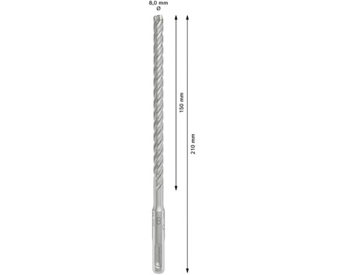 Vrták o délce 210 mm a průměru 8 mm.
