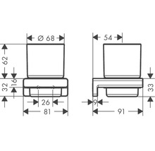 Technický nákres držáku toaletního papíru s rozměry