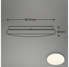 Technický nákres stropního svítidla o rozměrech 270 mm v průměru a 65 mm na výšku
