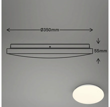 Technický nákres stropního svítidla o průměru 350 mm a výšce 55 mm