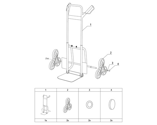 Schodolez vozík rozložený pohled