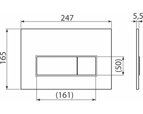 Technický výkres ovládacího panelu s rozměry