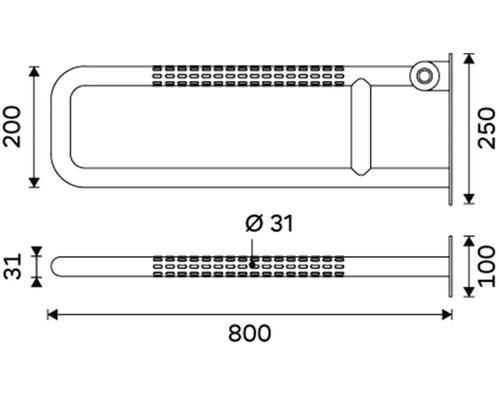 Technický výkres madla s rozměry