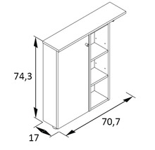 Technický nákres koupelnové skříňky s rozměry