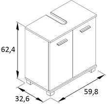 Nákres skříňky pod umyvadlo s rozměry