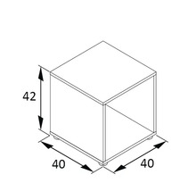 Obrázek skříňové krychle o rozměrech 42 x 40 x 40 centimetrů.