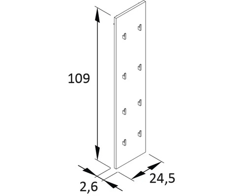Technický výkres nosiče příslušenství HORNBACH s rozměry