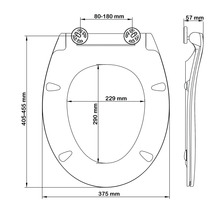 Technický nákres WC sedátka s rozměry