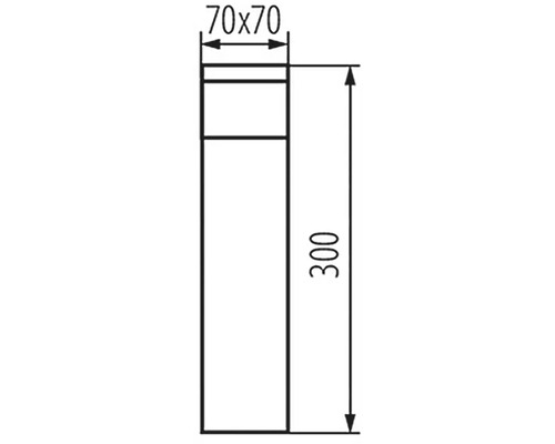 Technický výkres s rozměry 70x70 a 300