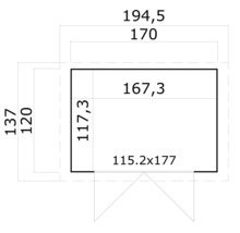Půdorys zahradního domku s rozměry