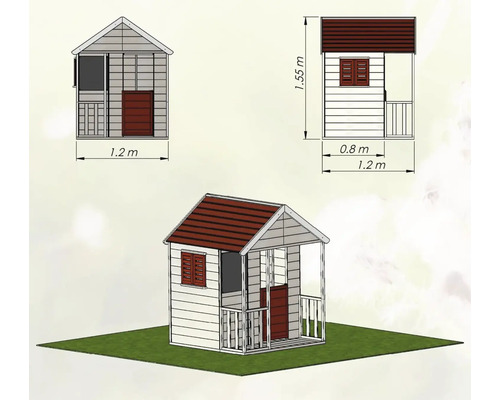 Obrázek dětského hracího domku s rozměry