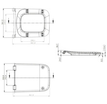 Technický výkres záchodového prkénka s rozměry